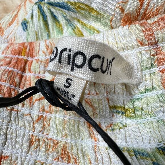 Rip Curl NWT Sol Seeker Maxi Dress Floral White Size S Smocked Hawaiian Tropical - Picture 5 of 12